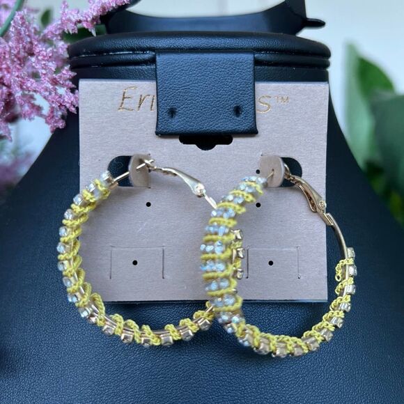 Yellow Chain Wrapped Hoops Erica Lyons Earrings $16ea / 3 for $25 - Picture 6 of 9